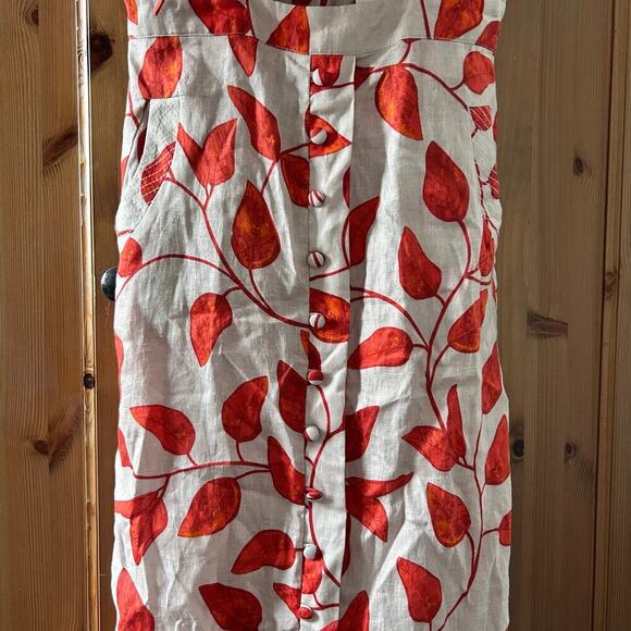 NWT Johanna Ortiz Desirade Dress Midi Sleeveless Cutout Womens 6 Date Leaf Print - Picture 12 of 16